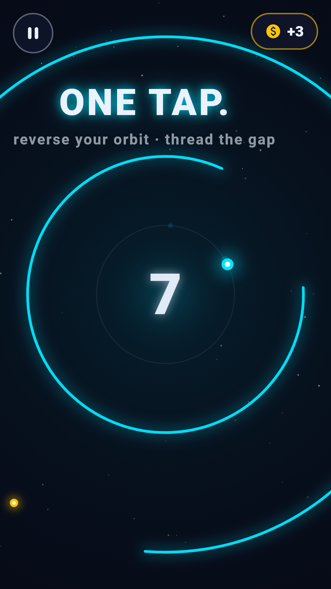 Orbit Rush gameplay — one tap to reverse your orbit