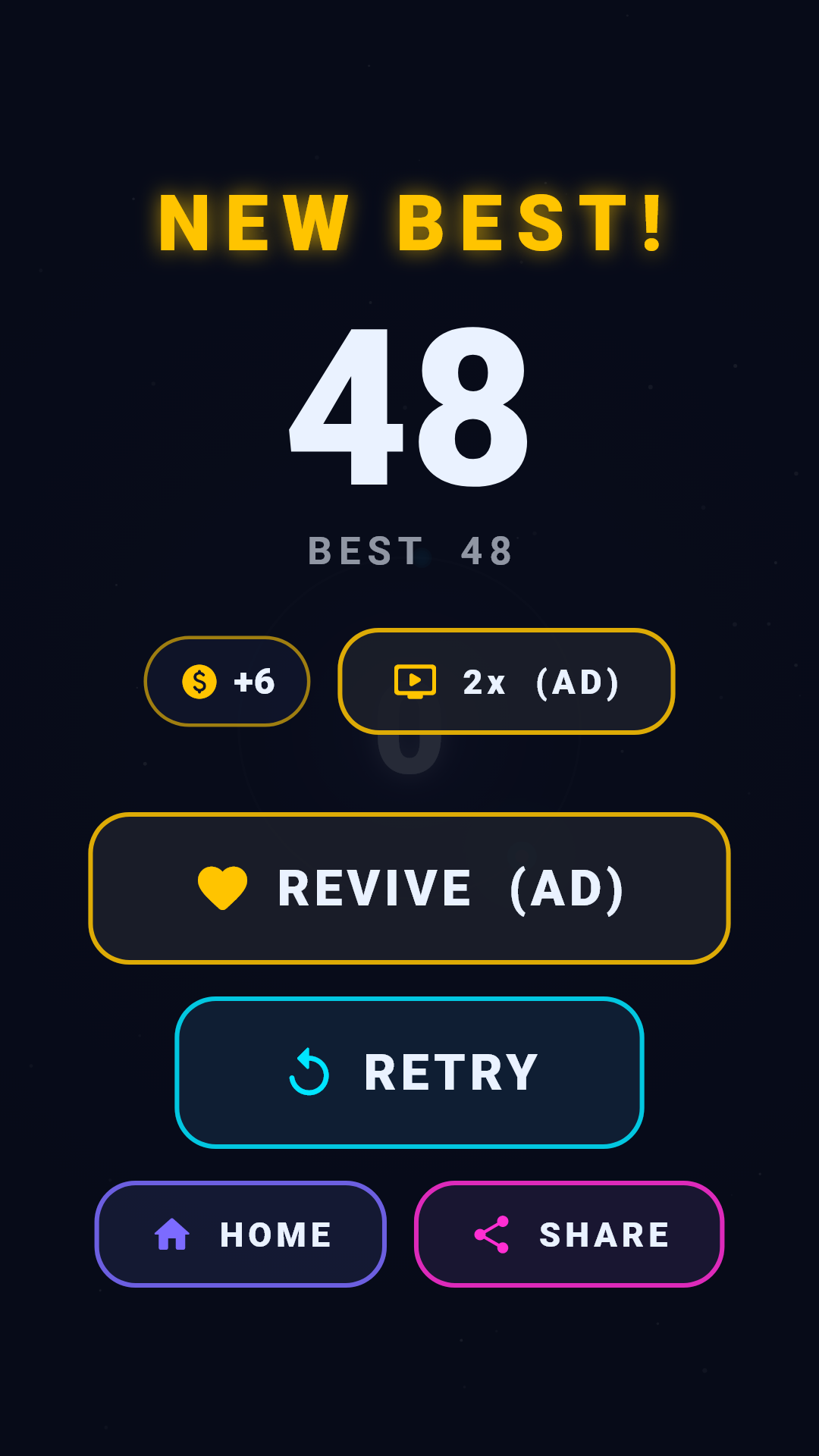 Orbit Rush new best score screen