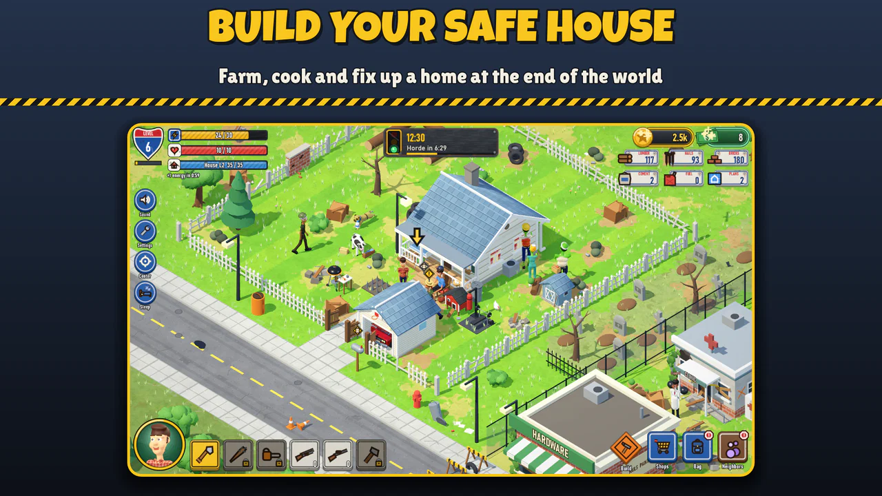 Building a safe house with a garden, a grill and a fence